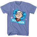 Light Blue Heather Popeye t-shirt featuring a Sea Lover design