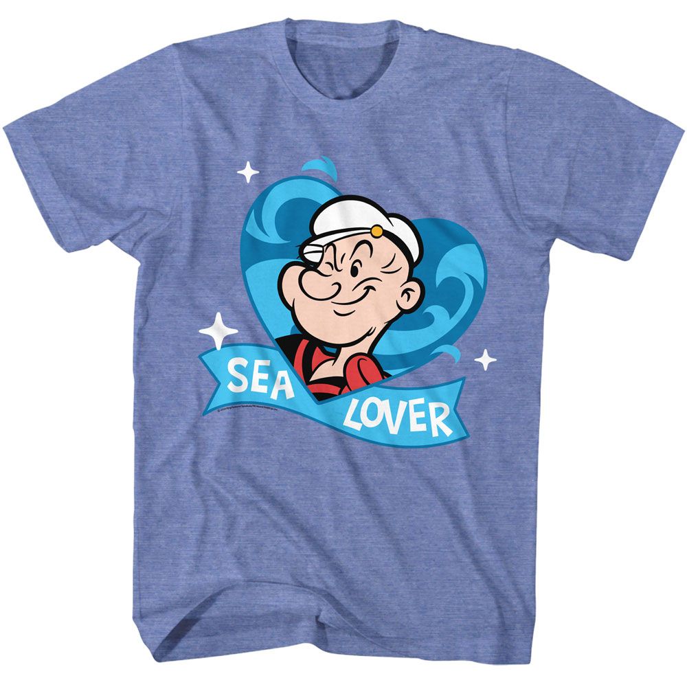 Light Blue Heather Popeye t-shirt featuring a Sea Lover design