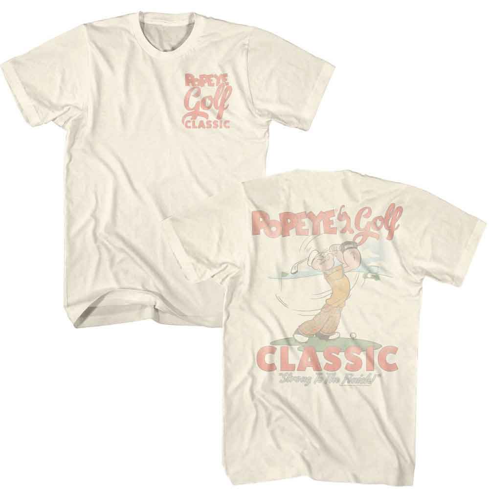 Natural Popeye t-shirt featuring a Popeye Golf Classic design