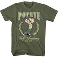 Military Green Popeye t-shirt featuring a Popeye Golf Academy design