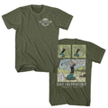 Military Green Popeye t-shirt featuring a Popeye Golf Comic design