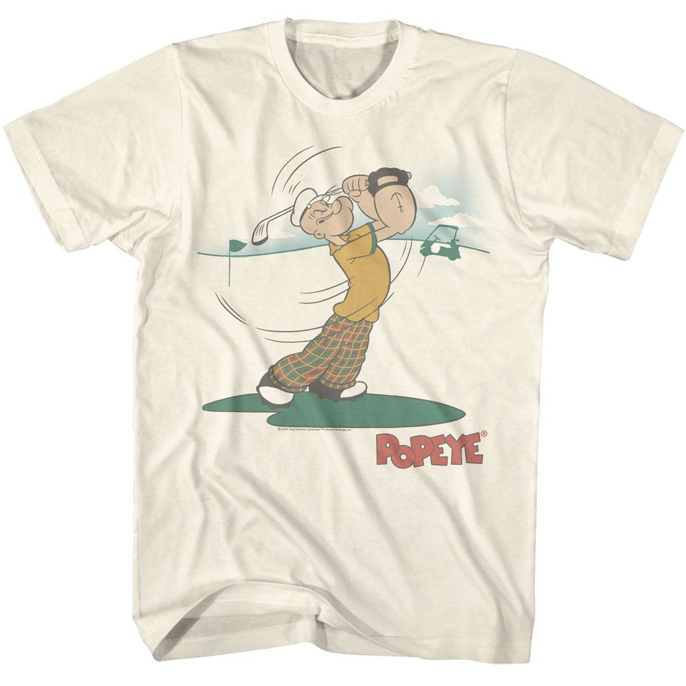 Natural Popeye t-shirt featuring a Popeye Golf design