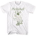 White Popeye t-shirt featuring a Popeye Pickleball Club design