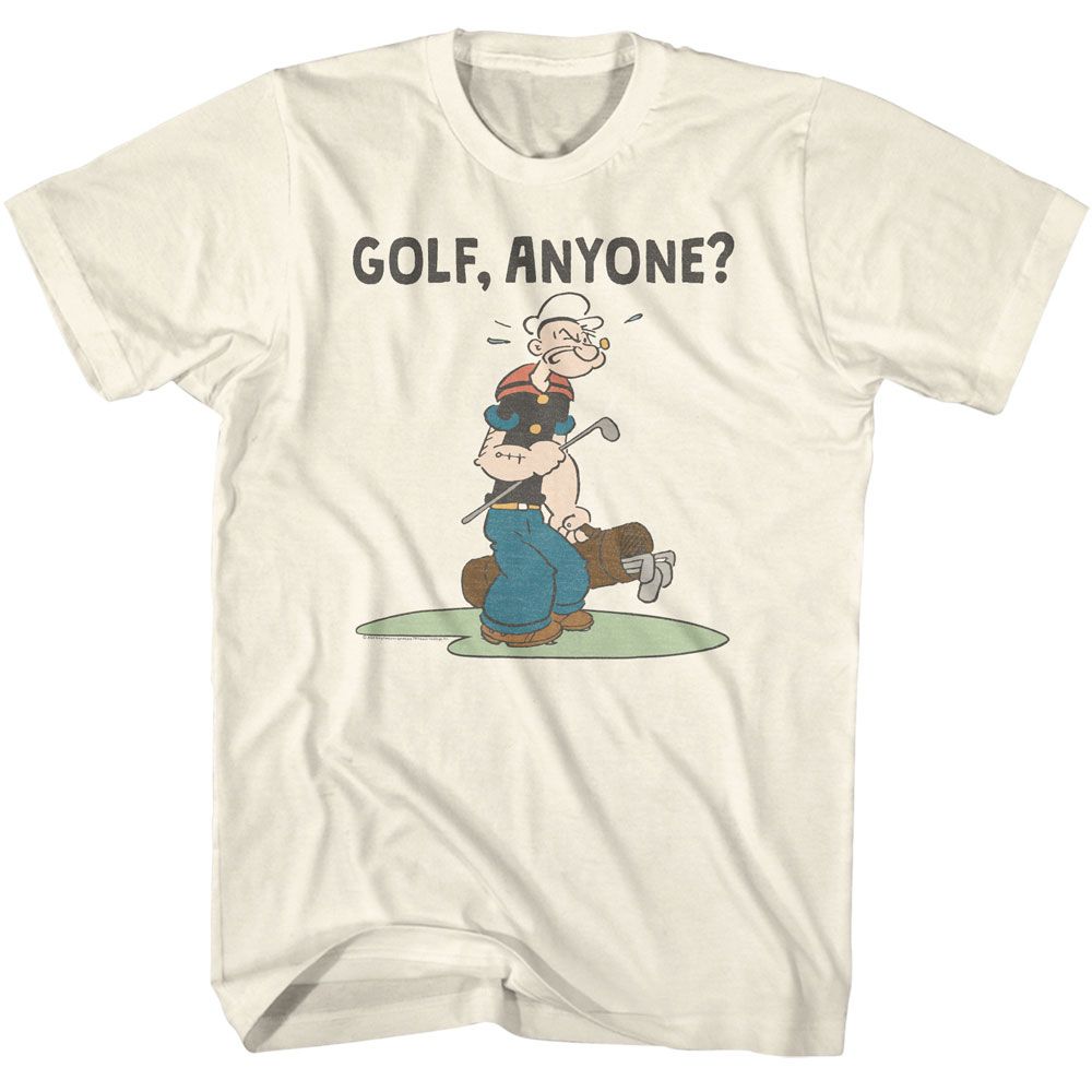 Natural Popeye t-shirt featuring a Popeye Golf Anyone design