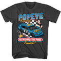 Smoke Gray Popeye t-shirt featuring a Strong to Race Finish design