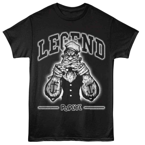 Black Popeye t-shirt featuring a Popeye Legend design