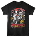 Black Popeye t-shirt featuring a Sailor Man Graffiti design
