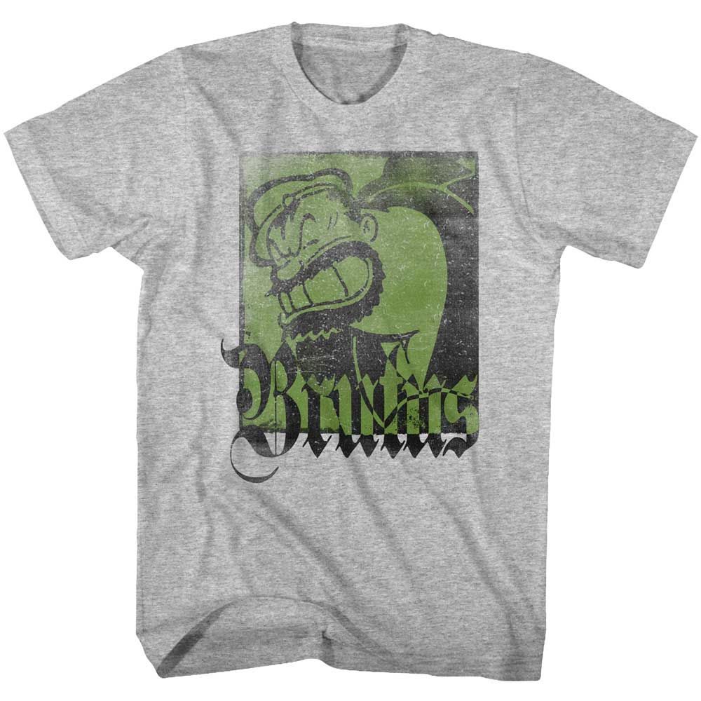 Gray Heather Popeye t-shirt featuring a Green Face design