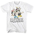 White Popeye t-shirt featuring a Pop Group design