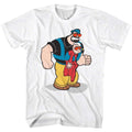 White Popeye t-shirt featuring a Pappa Brutus design