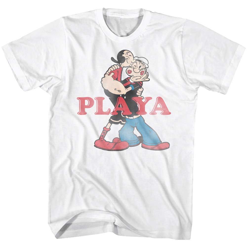 White Popeye t-shirt featuring a Popeye Playa design