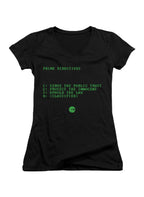 Black Prime Directives Juniors V-Neck T-Shirt