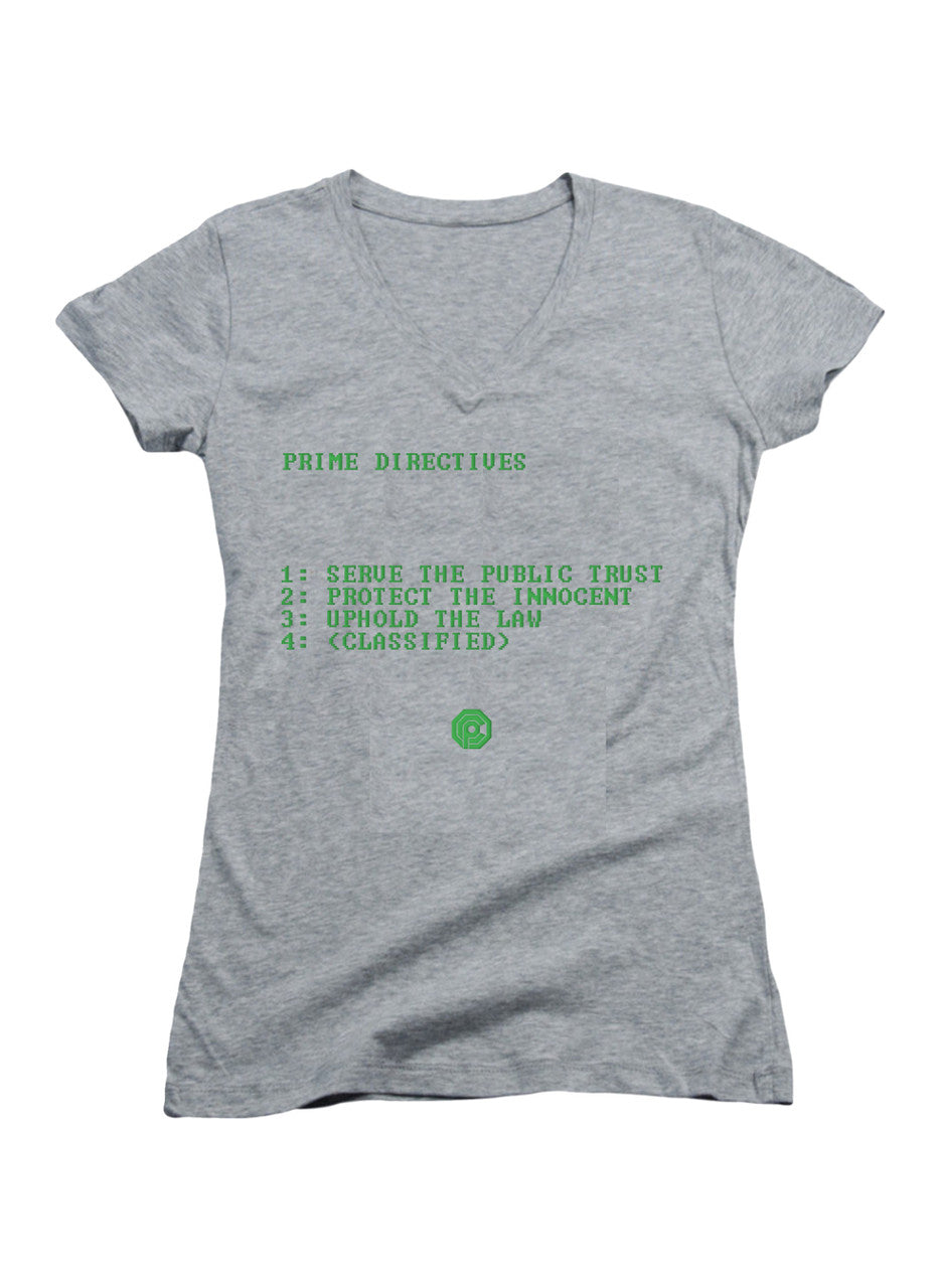 Gray Prime Directives Juniors V-Neck T-Shirt