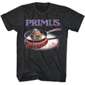 Black Heather Primus t-shirt featuring a Frizzle Fry design
