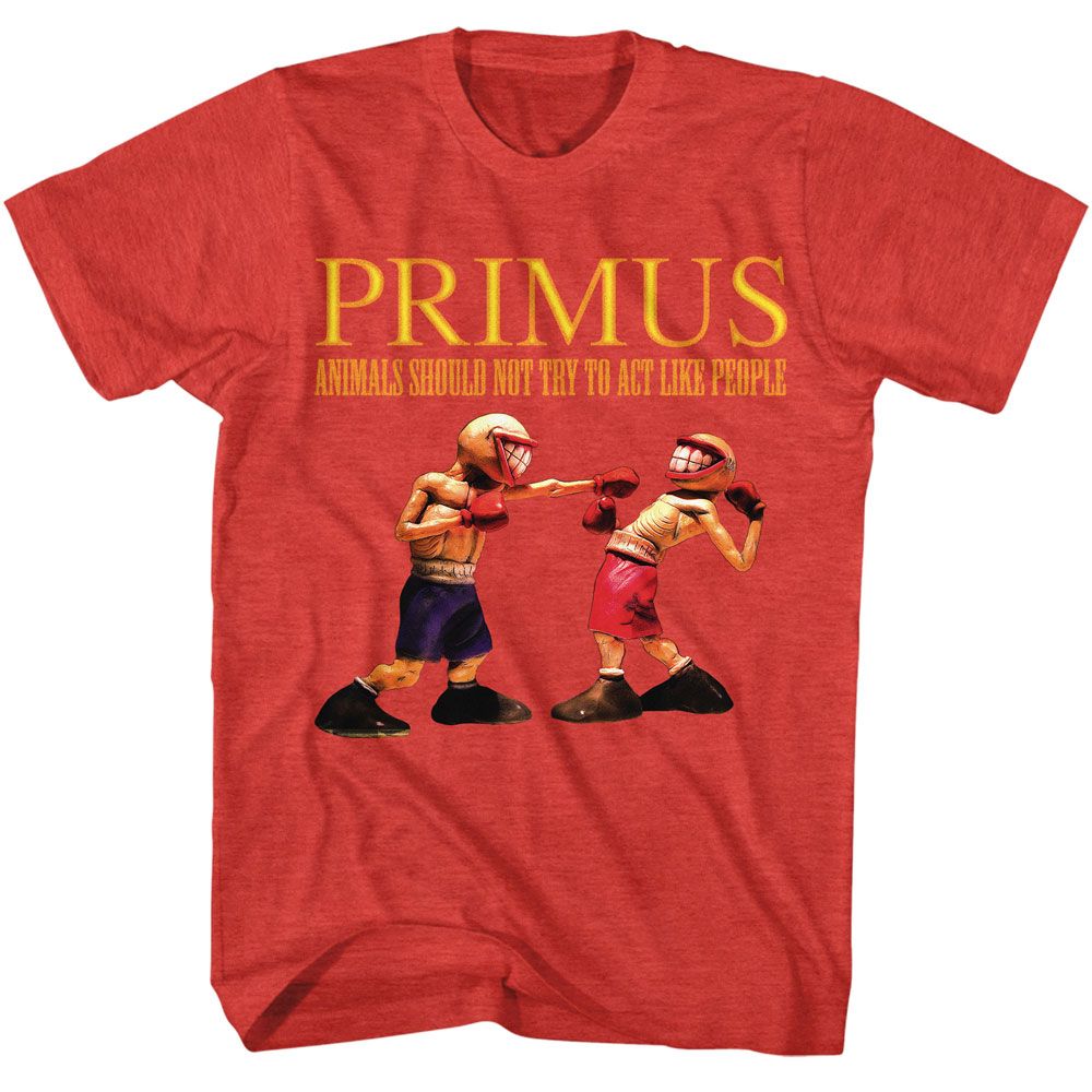 Red Heather Primus t-shirt featuring a Primus Animals design
