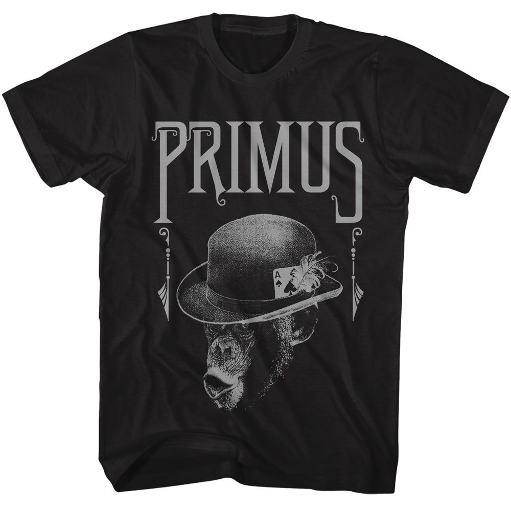 Black Primus t-shirt featuring a Primus Monkey design
