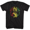 Black Peter Tosh t-shirt featuring a Peter Tosh Rasta Colors design