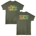Military Green Peter Tosh t-shirt featuring a Wanted World Tour design