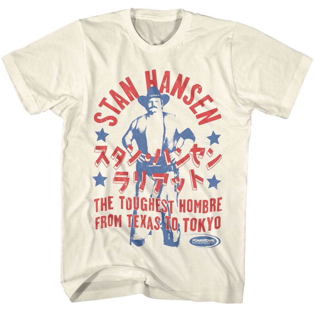 Natural Powertown t-shirt featuring a Toughest Hombre design