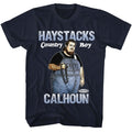Navy Powertown t-shirt featuring a Haystacks Calhoun design
