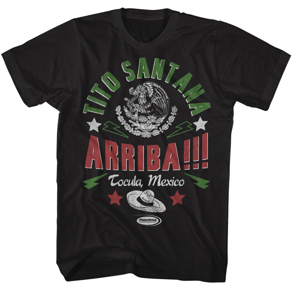 Black Powertown t-shirt featuring a Tito Santana Mexico design