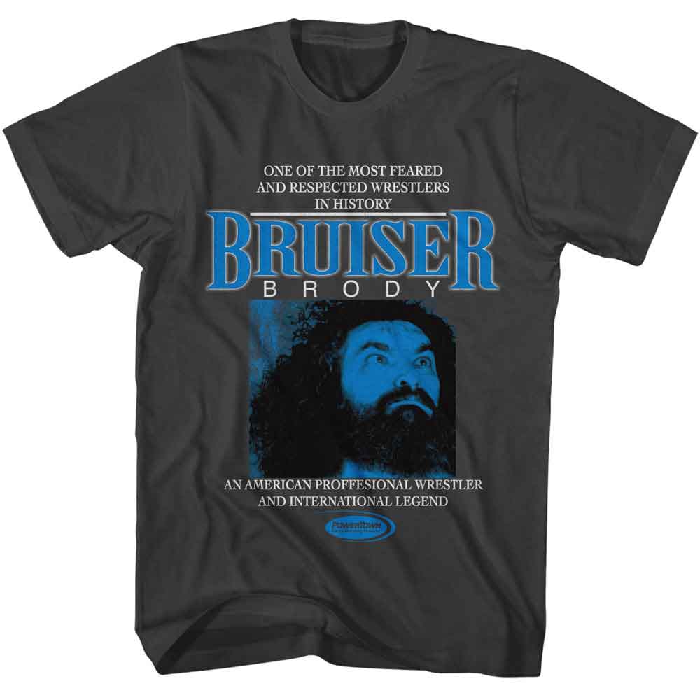 Smoke Gray Powertown t-shirt featuring a Bruiser Brody design