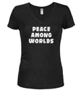 Black Peace Among Worlds Juniors V-Neck T-Shirt