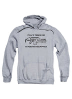 Gray Peace Through Superior Firepower Hoodie