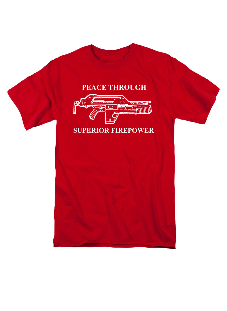 Red Peace Through Superior Firepower T-Shirt