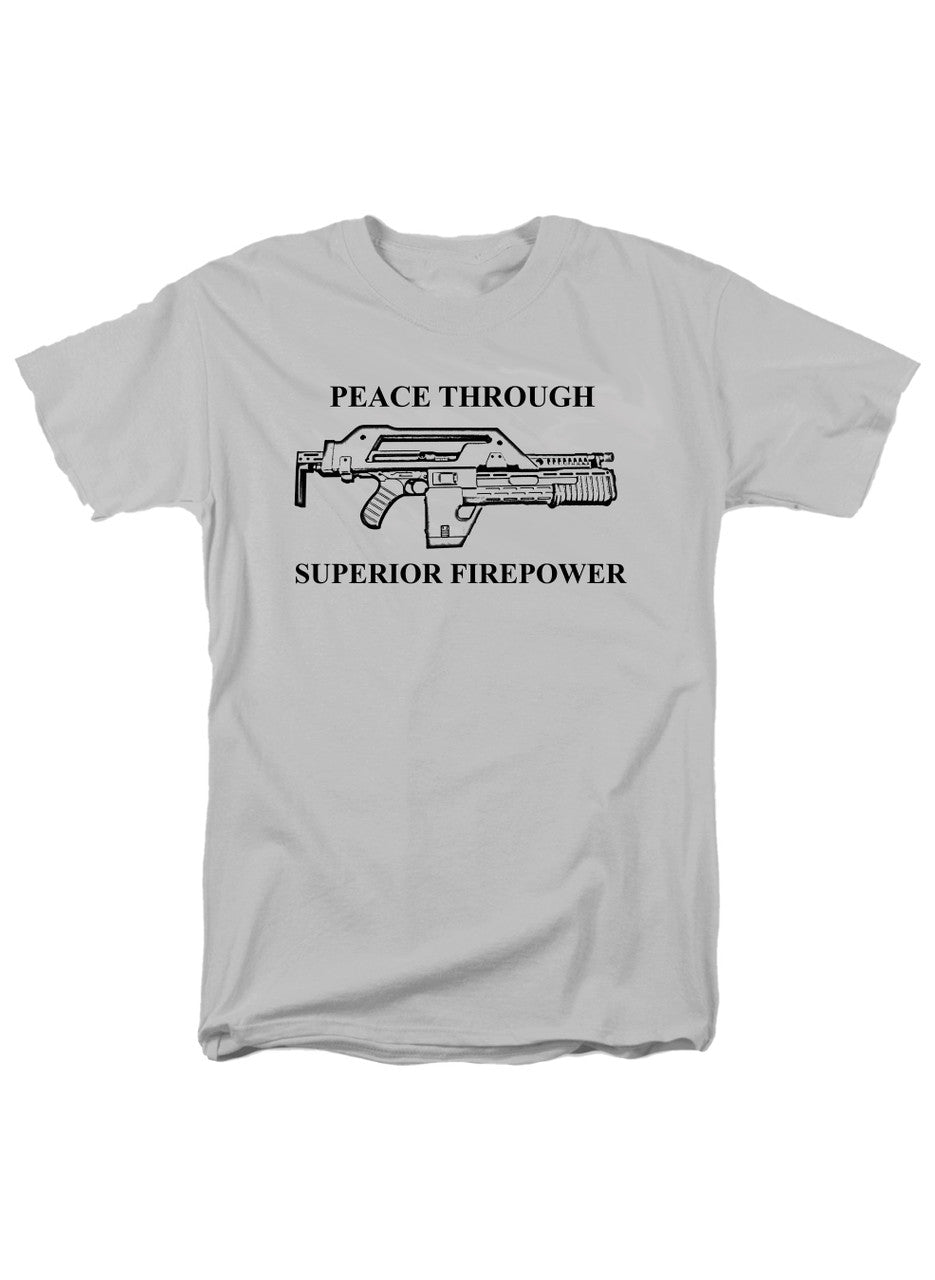 White Peace Through Superior Firepower T-Shirt