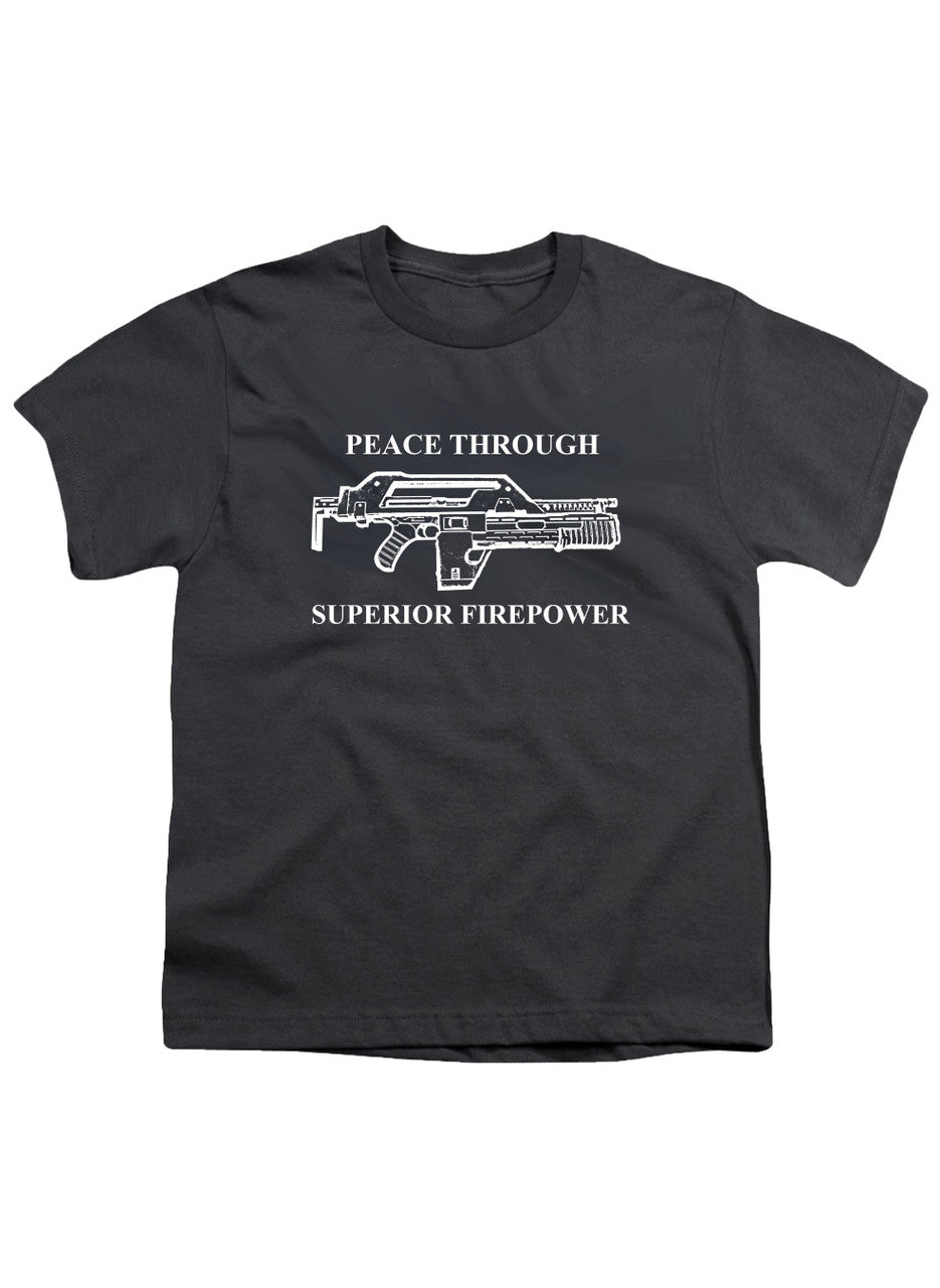 Charcoal Peace Through Superior Firepower Youth/Toddler T-Shirt
