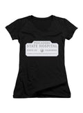 Black Pescadero State Hospital Juniors V-Neck T-Shirt