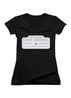 Black Pescadero State Hospital Juniors V-Neck T-Shirt