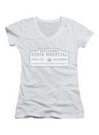 White Pescadero State Hospital Juniors V-Neck T-Shirt