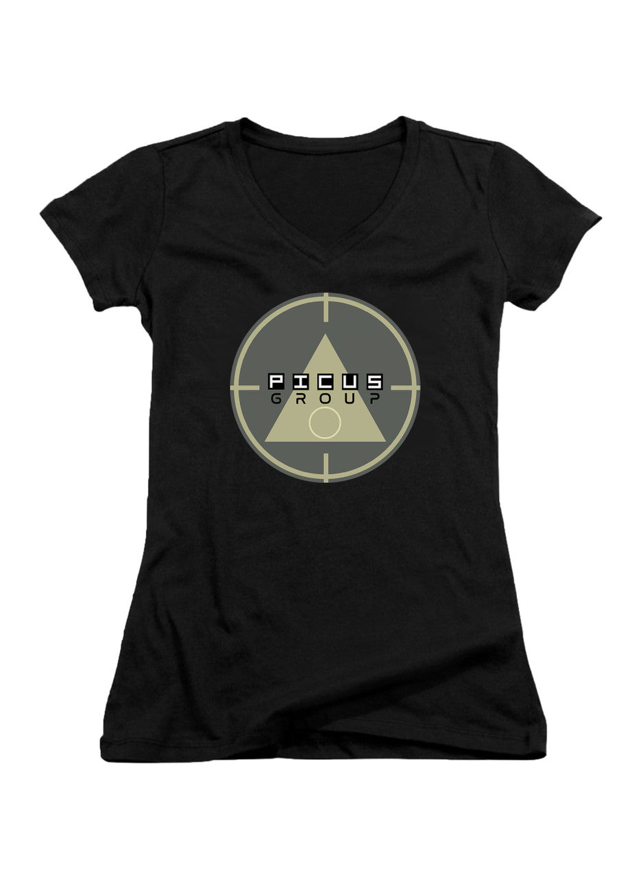 Black Picus Group Juniors V-Neck T-Shirt