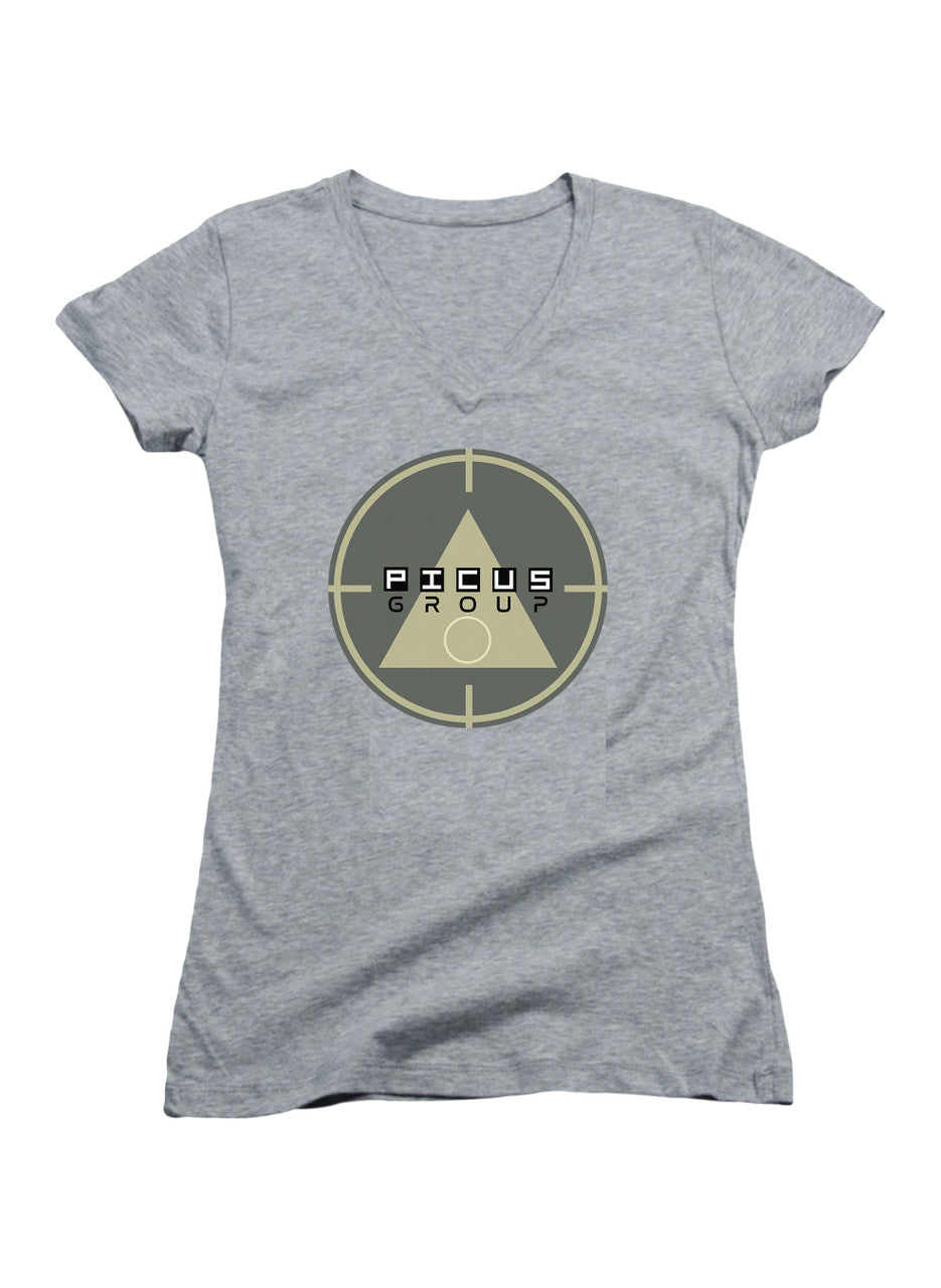 Gray Picus Group Juniors V-Neck T-Shirt
