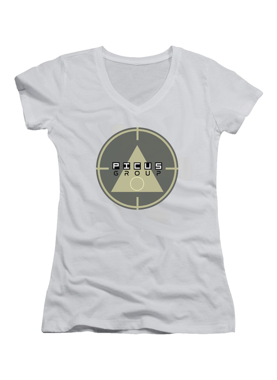 White Picus Group Juniors V-Neck T-Shirt
