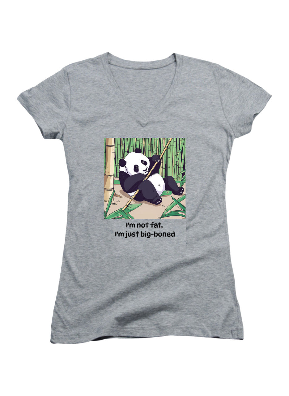 Gray Playful Panda Juniors V-Neck T-Shirt