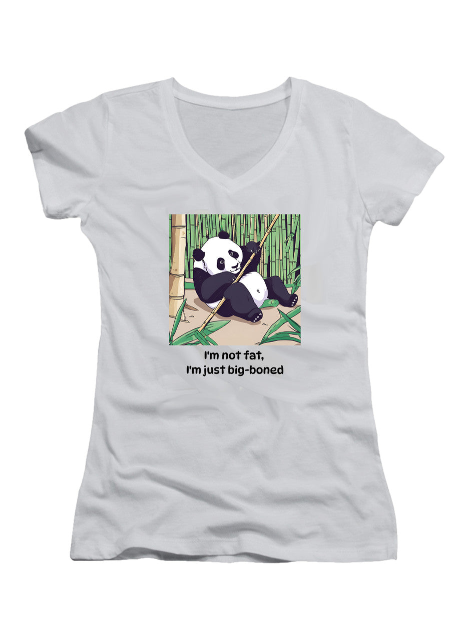White Playful Panda Juniors V-Neck T-Shirt