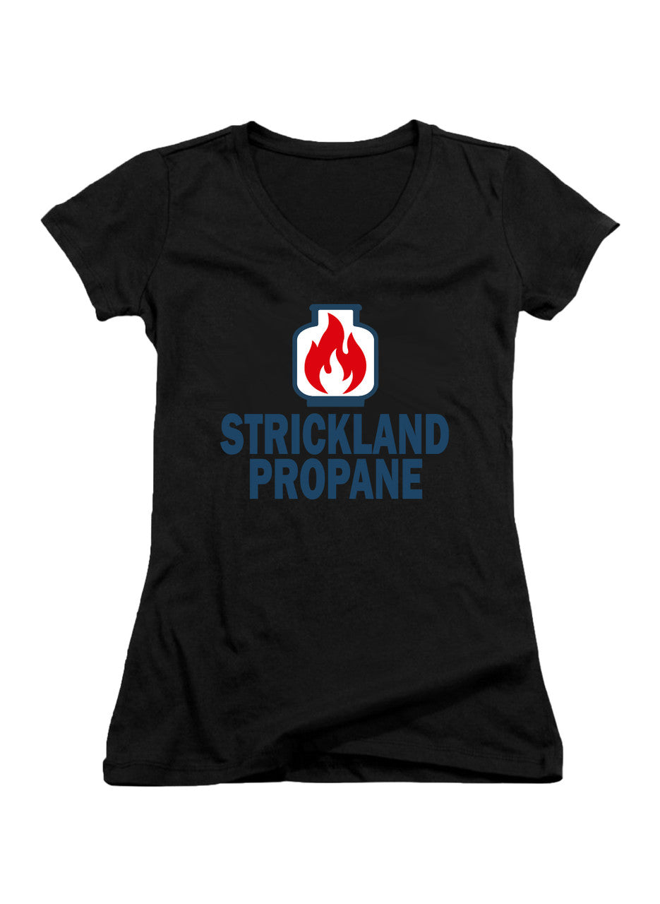 Black Propane and Propane Accessories Juniors V-Neck T-Shirt