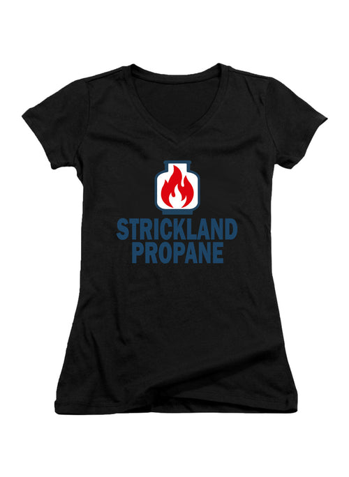 Black Propane and Propane Accessories Juniors V-Neck T-Shirt