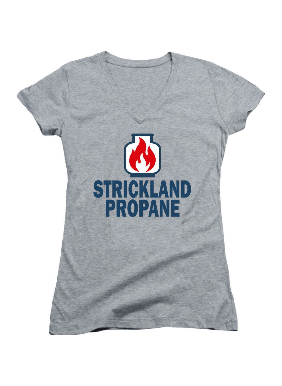 Gray Propane and Propane Accessories Juniors V-Neck T-Shirt