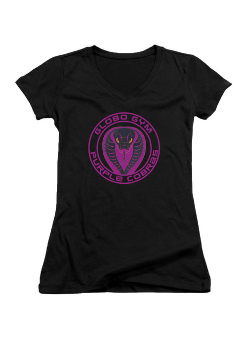 Black Purple Cobras Juniors V-Neck T-Shirt