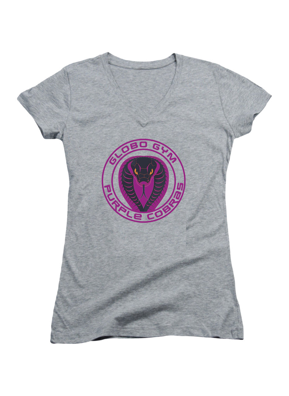 Gray Purple Cobras Juniors V-Neck T-Shirt