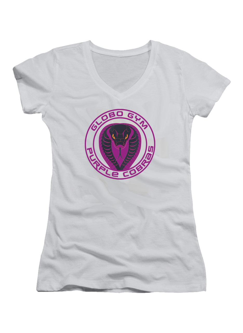 White Purple Cobras Juniors V-Neck T-Shirt