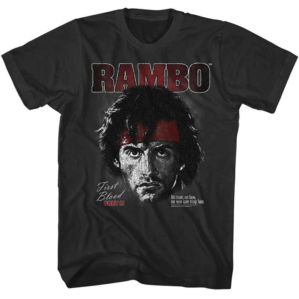 Smoke Gray Rambo t-shirt featuring a First Blood Part 2 portrait design