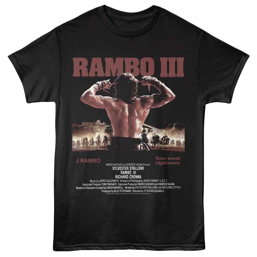 Black Rambo t-shirt featuring a Worst Nightmare design