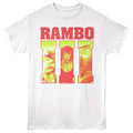 White Rambo t-shirt featuring a Rambo III Neon design