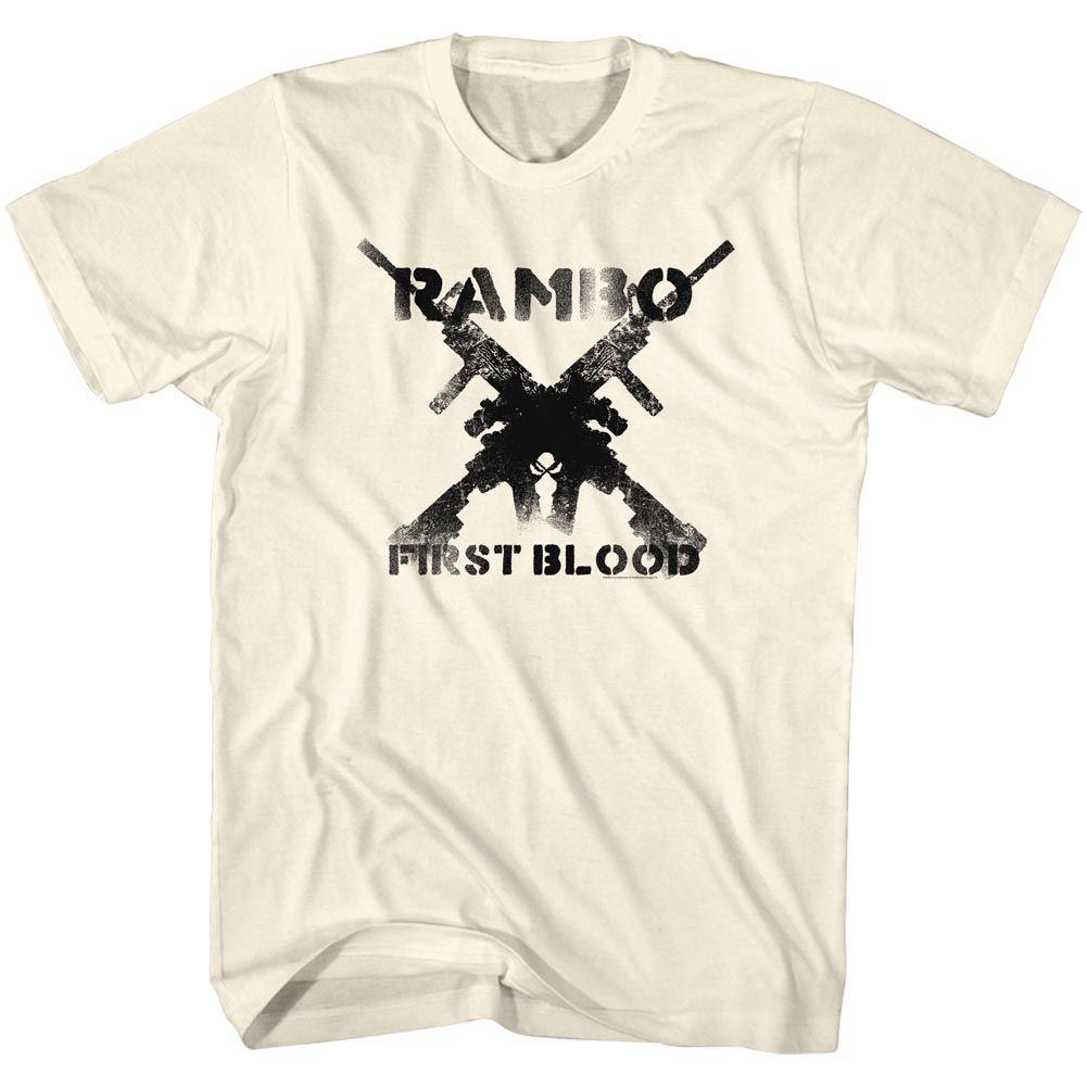 Natural Rambo t-shirt featuring a Rambo guns design