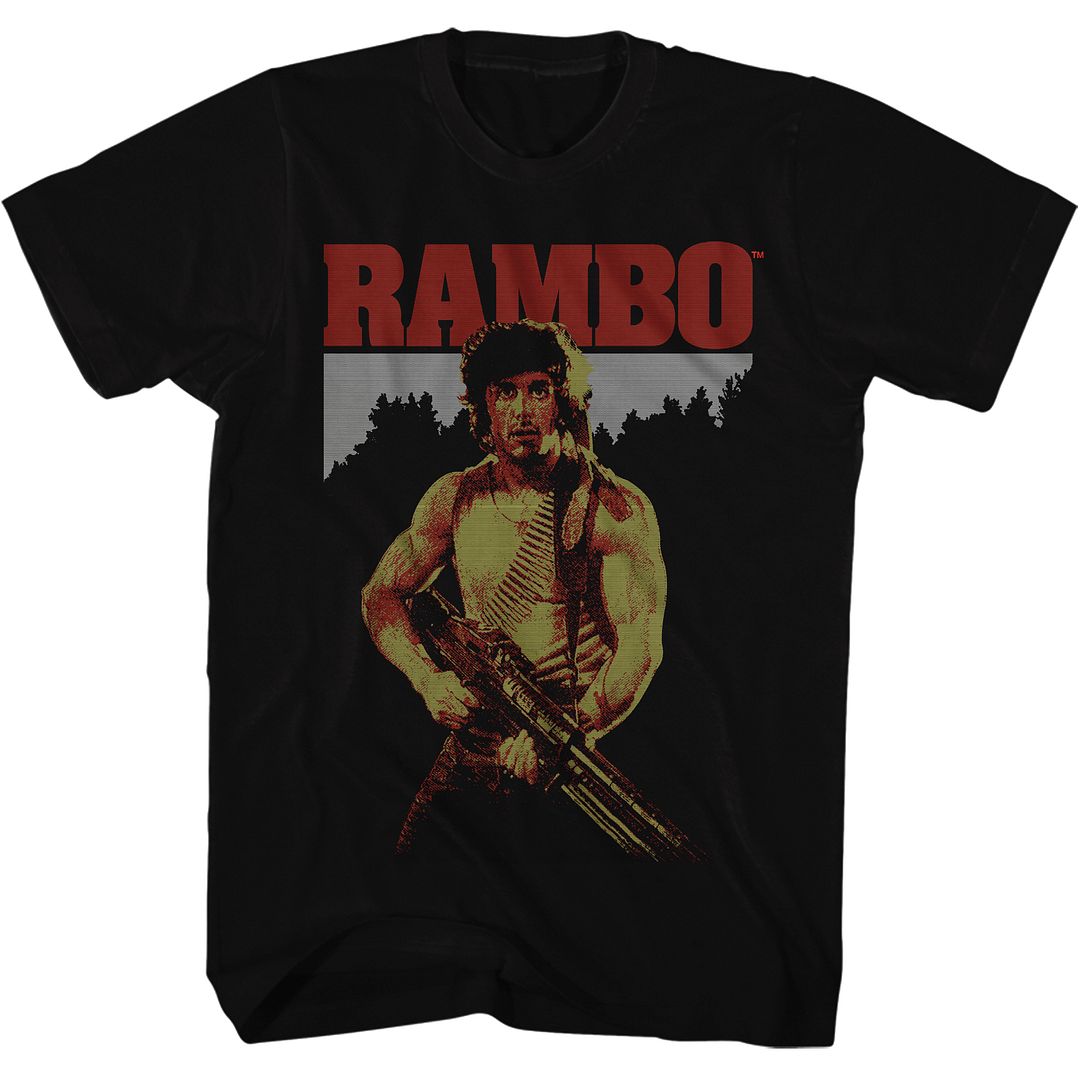 Black Rambo t-shirt featuring a Real Rambo design